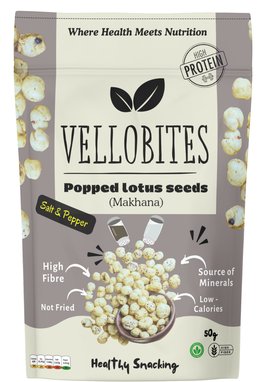 Vellobites Popped lotus seeds Salt & pepper 50g