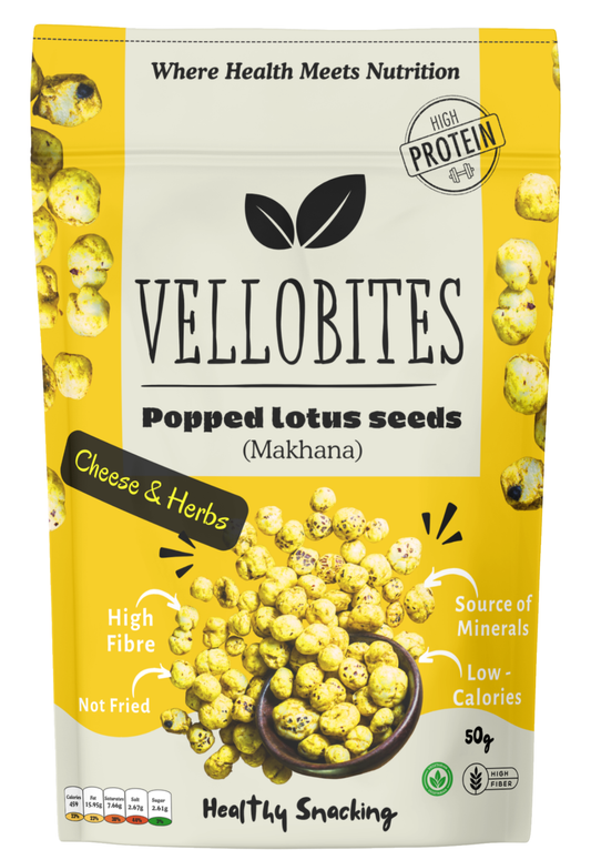 Vellobites Popped lotus seeds Cheese & herbs 50g